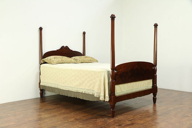 Berkey & Gay Antique Carved Mahogany Queen Size Poster Bed #30641 photo