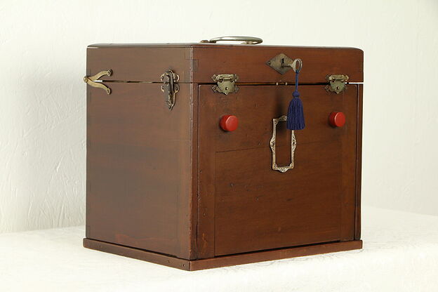 Antique Traveling Dentist Case, Jewelry Chest or Collector Cabinet #31842 photo