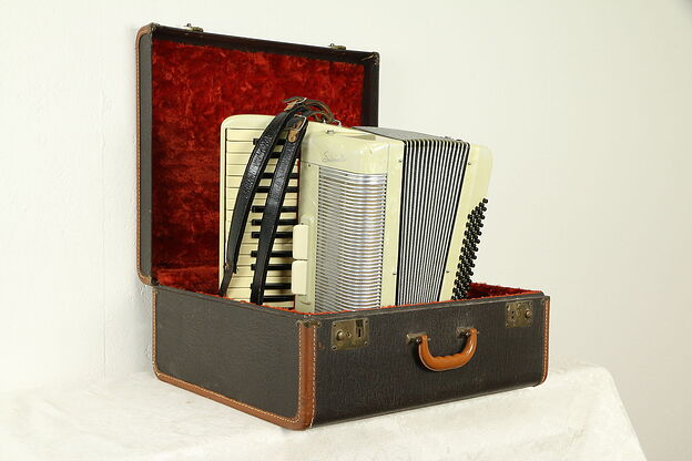 Silvietto Vintage Italian Accordion Musical Instrument with Case  #32589 photo