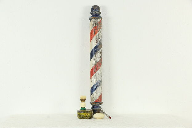 Folk Art Antique Architectural Salvage Barber Pole with Original Paint #33581 photo
