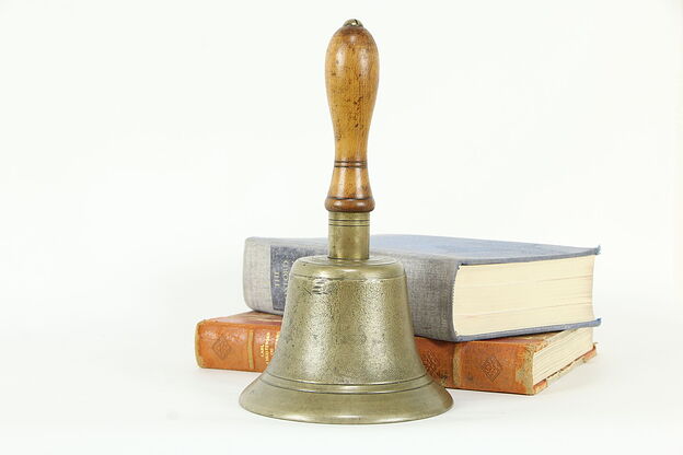 Brass Antique 1920's English Schoolmaster Bell, Signed Fiddian #33667 photo