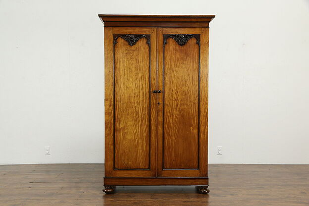 Anglo Indian Antique Rosewood & Satinwood Bookcase or Armoire & Desk #33703 photo