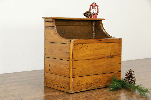 Country Pine Antique Wood or Kindling Box, Boot Bin #34698 photo