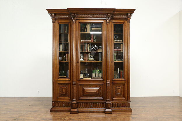 Renaissance Design Antique Italian Oak 8 1/2' Tall Library Bookcase #33742 photo