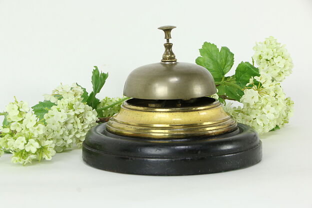 Victorian Antique Hotel or Counter Bell, Brass & Nickel #35193 photo