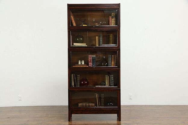 Lawyer Antique 5 Stack Craftsman Office Bookcase, Wavy Glass, Macey #34241 photo