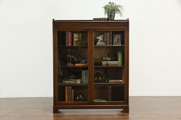 Oak Quarter Sawn Antique Office or Library Bookcase, Adjustable Shelves #35468 photo
