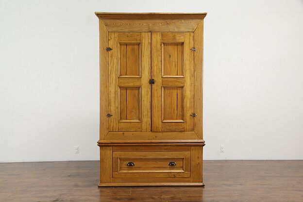 Scandinavian Antique Country Farmhouse Oak Armoire Signed & Dated 1915 #35734 photo