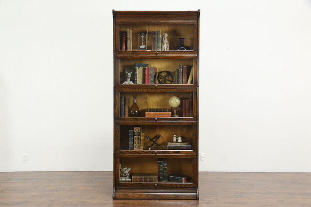 Oak Antique Lawyer 5 Stack Library or Office Bookcase GRM #35455 photo