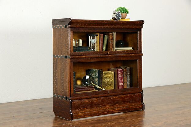 Oak Lawyer Antique 2 Stack Office Bookcase or Bath Cabinet, Macey #35707 photo
