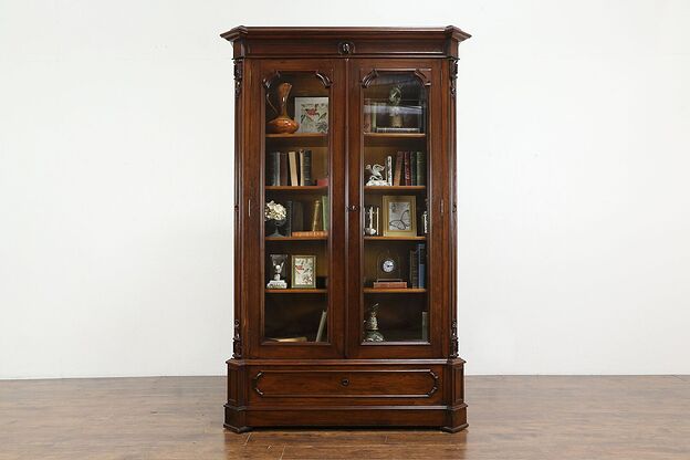 Victorian Antique Rosewood German Library or Office Bookcase #36264 photo