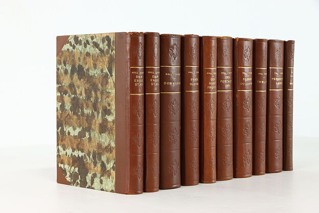 Set of 10 Leatherbound Gold Tooled Vintage Books, Hall Caine #37027 photo