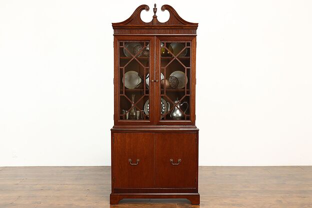 Traditional Federal Style Vintage Mahogany China Curio Cabinet, Bookcase #40122 photo