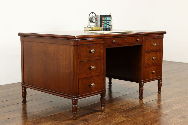 Traditional Antique Walnut Library or Executive Office Desk #40080 photo
