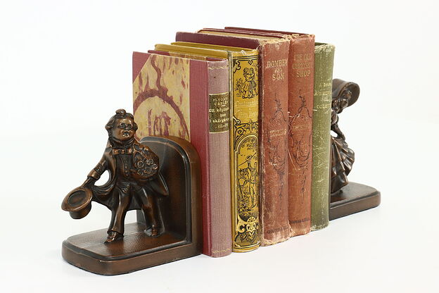 Pair of Bronze Finish Antique Bookends, Classical Couple, Nuart Creations #40404 photo