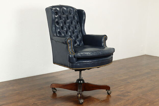 Tufted Leather Vintage Swivel Adjustable Office Desk Chair Leathercraft #40384 photo