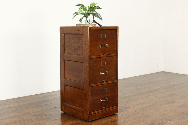 Quarter Sawn Oak 3 Drawer Office or Library Legal File Cabinet, Macey #40402 photo