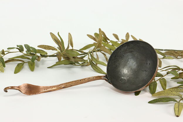 Farmhouse Vintage Small Copper Ladle or Dipper, Hanging Hook #40613 photo