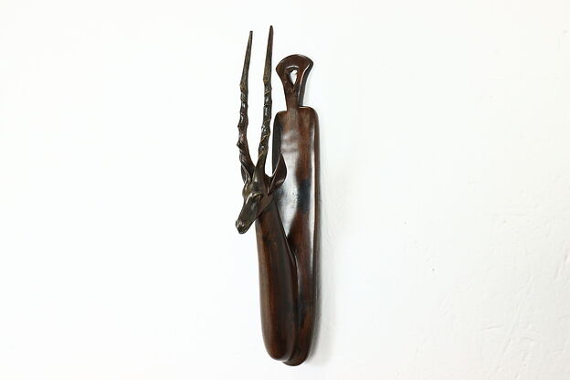 Gazelle African Vintage Sculpture Hand Carved Rosewood Folk Art #40325 photo