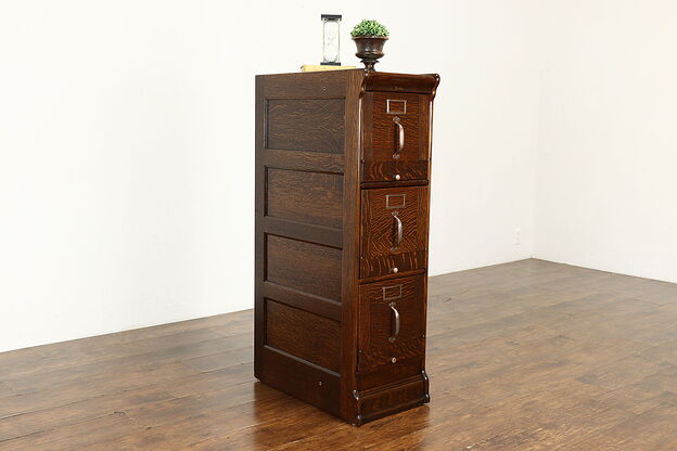 Arts & Crafts Mission Oak Antique Office or Library File Cabinet, Globe #40465 photo