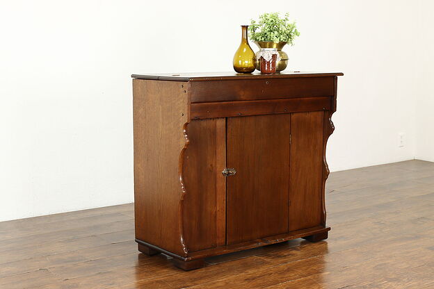 Farmhouse Antique Carved Walnut Dry Sink Cabinet, Cupboard or Washstand #39632 photo