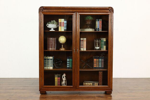 Empire Antique Carved Quarter Sawn Oak Office or Library Bookcase #40587 photo