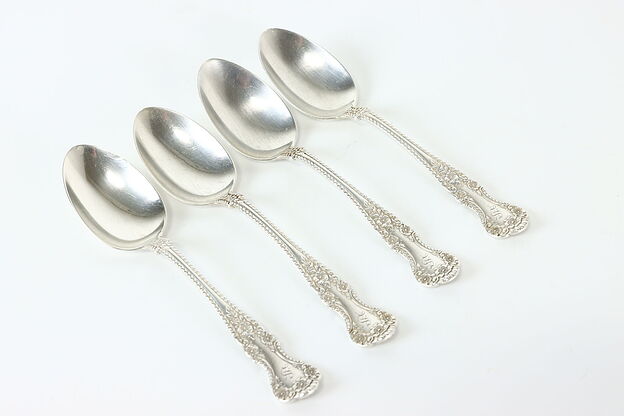 Set of 4 Sterling Silver Buttercup Antique Teaspoons Gorham, Monogram #40720 photo