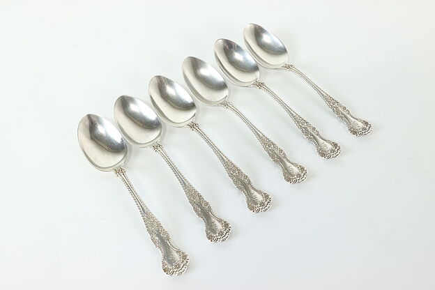 Set of 6 Sterling Silver Buttercup Antique Teaspoons Gorham, Monogram #40719 photo