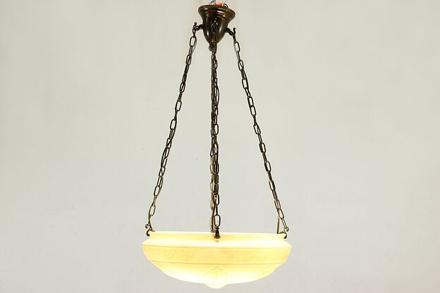 Classical Antique 1900 Embossed Glass Chandelier Light Fixture #40357 photo