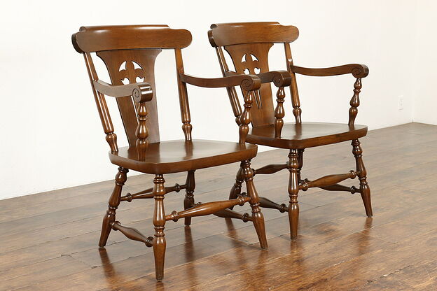 Pair of Traditional Antique Walnut Dining or Office Chairs, Milwaukee #39774 photo
