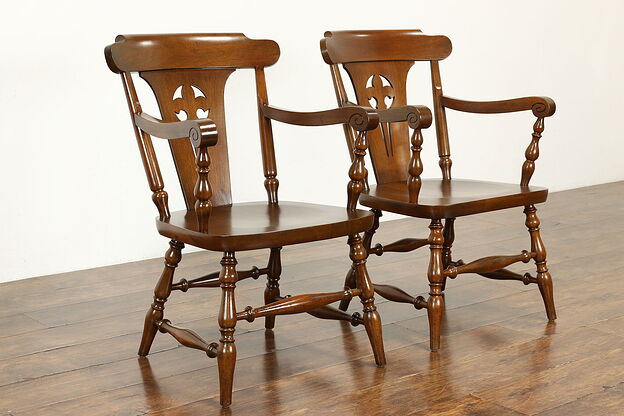 Pair of Traditional Antique Walnut Dining or Office Chairs, Milwaukee #40768 photo