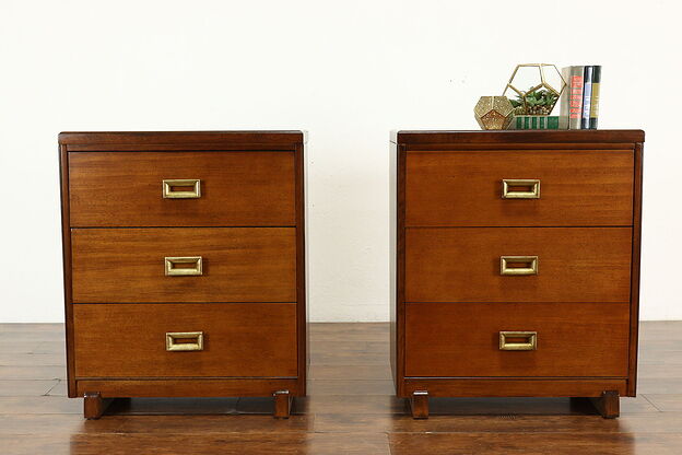 Pair of Midcentury Modern 1960s Vintage Mahogany Chests or Nightstands  #40279 photo
