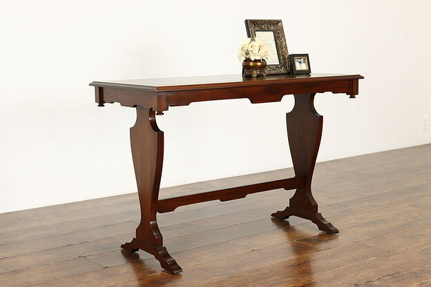 Traditional Vintage Walnut Sofa Table, Hall Console or Sideboard #40797 photo