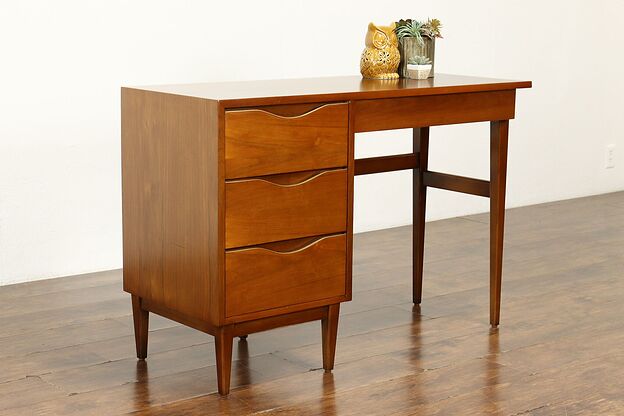 Midcentury Modern Vintage 60s Walnut Small Desk or Vanity, Martinsville #39376 photo