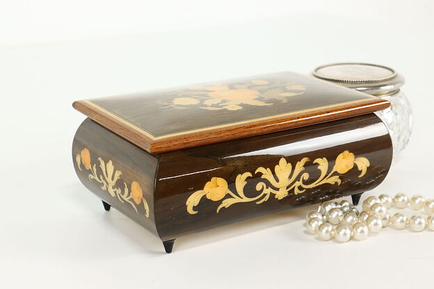 Marquetry Vintage Swiss Music & Jewelry Box, Plays Dr. Zhivago #40747 photo