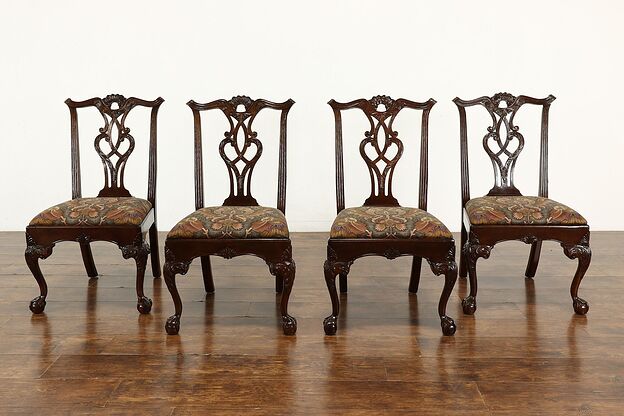 Set of 4 Vintage Georgian Chippendale Dining Chairs, Henredon Rittenhouse #38934 photo
