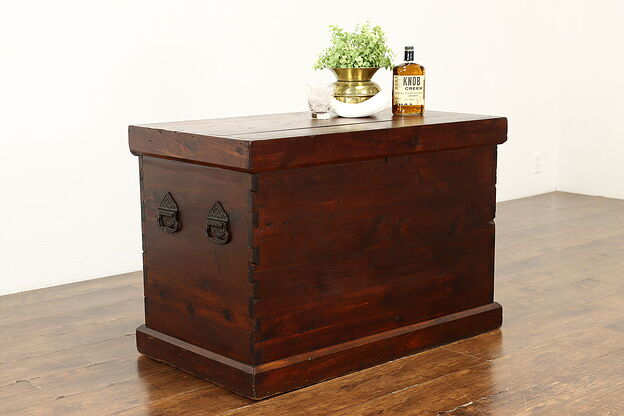 Farmhouse Antique Country Pine & Cedar Trunk, Chest or Coffee Table #41174 photo