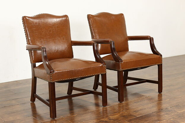 Pair of Traditional Vintage Office, Library or Desk Chairs #41135 photo