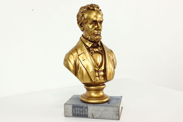 Abraham Lincoln Vintage Ceramic Sculpture Bust, Bronze Finish #41027 photo