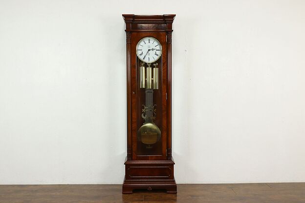 Grandfather Tall Case Vintage Mahogany Clock, Westminster Chime, Sligh #41299 photo