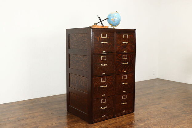 Oak Quarter Sawn Antique Double Office File Cabinet, Library Bureau #40670 photo