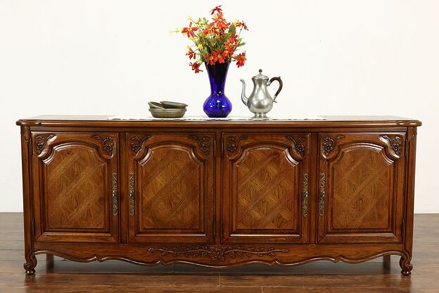 Country French Vintage Carved Oak Buffet, Server, Bar Cabinet, TV Console #40827 photo