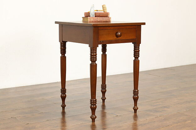 Sheraton Antique Walnut Farmhouse Nightstand, Lamp or End Table #40570 photo
