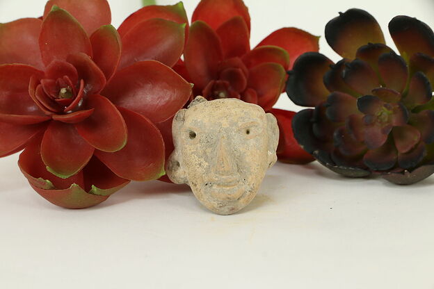 Pre-Columbian Mayan Style Miniature Terracotta Red Clay Head Age Unknown #41808 photo