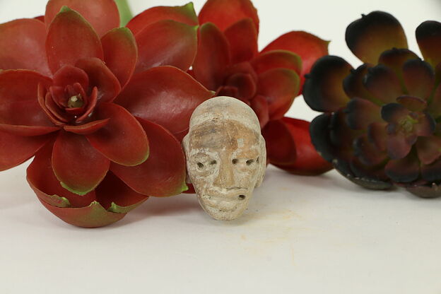 Pre-Columbian Mayan Style Miniature Terracotta Red Clay Head Age Unknown #41810 photo