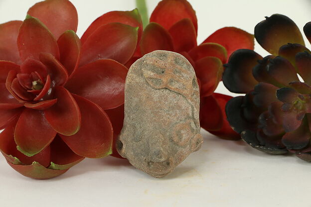 Pre-Columbian Mayan Style Miniature Terracotta Red Clay Head Age Unknown #41806 photo