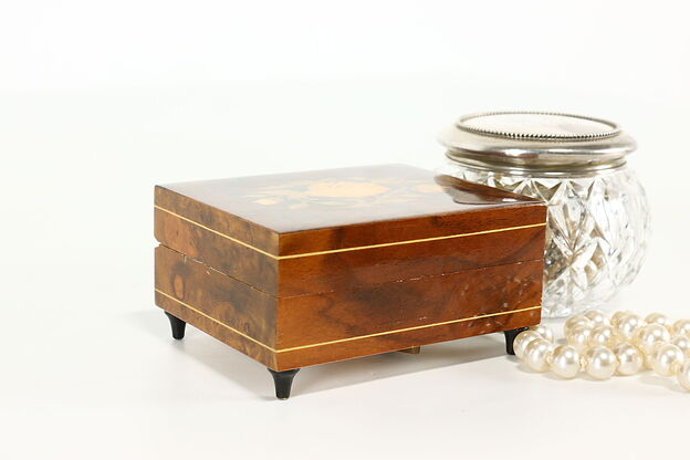 Marquetry Vintage Italian Music & Jewelry Box, Plays Shadow of Your Smile #41176 photo