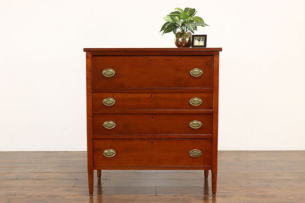 Sheraton 1830s Antique Cherry 4 Drawer Dresser or Chest #40773 photo