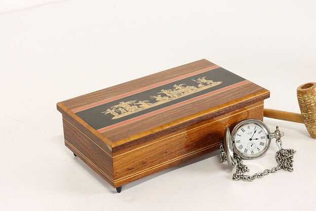 Italian Rosewood & Marquetry Vintage Music & Jewelry Box #41082 photo