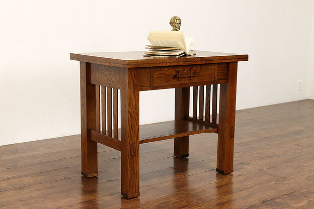 Craftsman Antique Mission Oak, Arts & Crafts Office Desk or Library Table #41992 photo